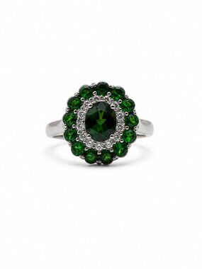 Natural Chrome Diopside 925 Sterling Silver Ring – Size 6.75